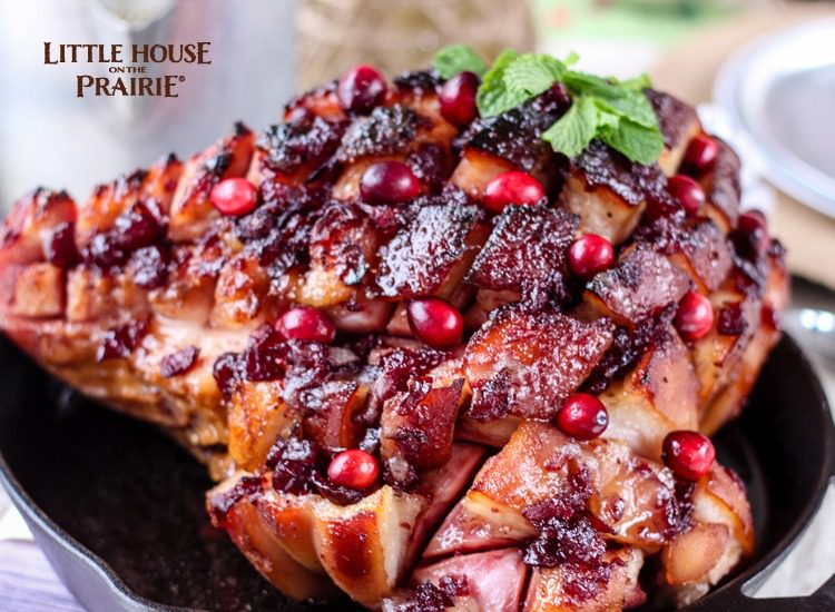 Delicious country style skillet ham recipe with cranberry and mint and brown sugar glaze - Unreal!!