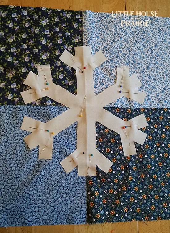 Snowflake Applique Pillow - Adding the snowflake to the front of the quilted pillow top