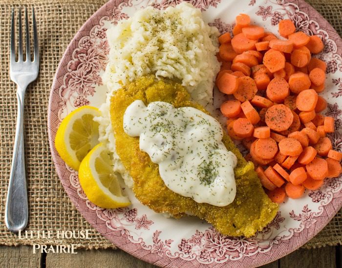 Little House Inspired Pan Fried Fish with Lemon Dill Sauce