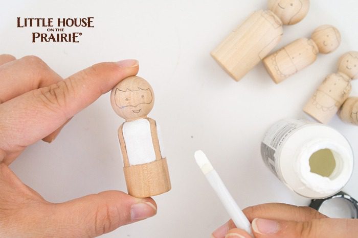 Painting your old-fashioned Little House on the Prairie wooden peg dolls