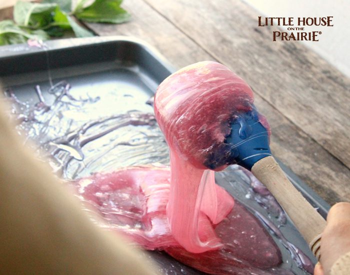 Folding your homemade peppermint candy.